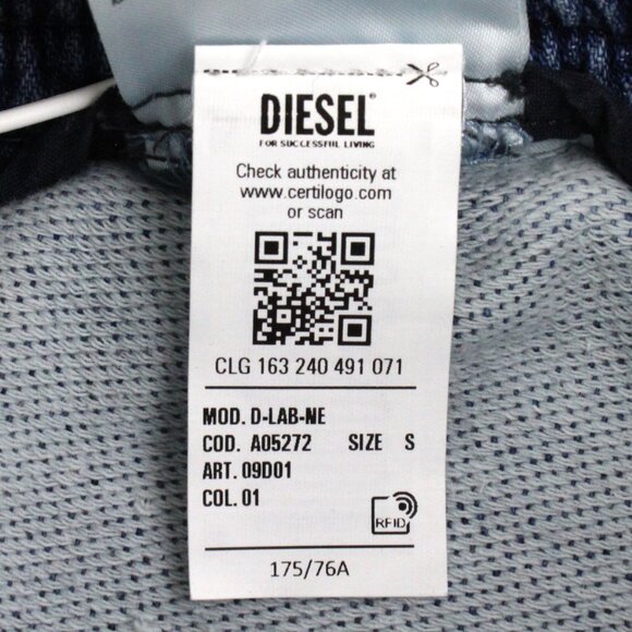 NWT Diesel Tapered D-Lab Track Denim 09D01 Joggers in Light Blue Size Small - Picture 9 of 9